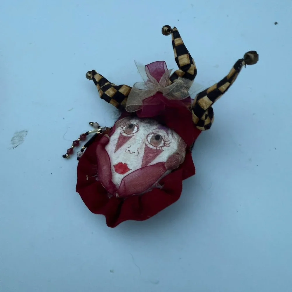 Unique Jester Clown Lapel Pin‎ Brooch Fabric